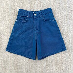 ZARA High Waisted Mom Jeans Denim Shorts 2 Blue